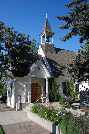 White Church with a bell tower on top